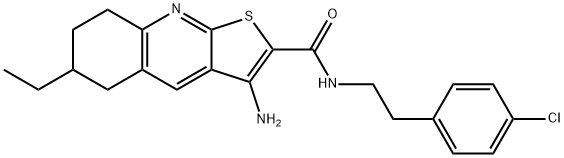 3-amino-N-[2-(4-chlorophenyl)ethyl]-6-ethyl-5,6,7,8-tetrahydrothieno[2,3-b]quinoline-2-carboxamide Struktur