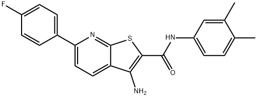 3-amino-N-(3,4-dimethylphenyl)-6-(4-fluorophenyl)thieno[2,3-b]pyridine-2-carboxamide Struktur