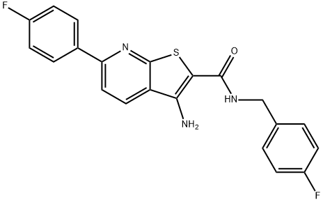 3-amino-N-(4-fluorobenzyl)-6-(4-fluorophenyl)thieno[2,3-b]pyridine-2-carboxamide Struktur