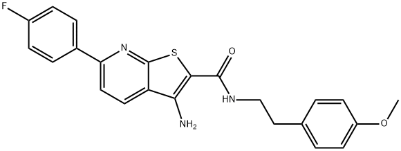 3-amino-6-(4-fluorophenyl)-N-[2-(4-methoxyphenyl)ethyl]thieno[2,3-b]pyridine-2-carboxamide Struktur