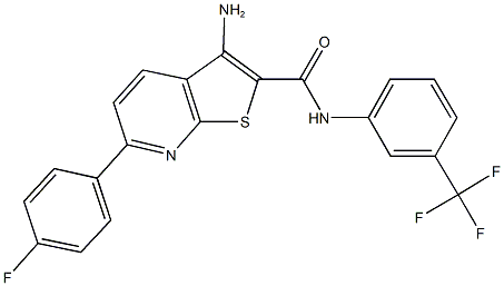 3-amino-6-(4-fluorophenyl)-N-[3-(trifluoromethyl)phenyl]thieno[2,3-b]pyridine-2-carboxamide Struktur