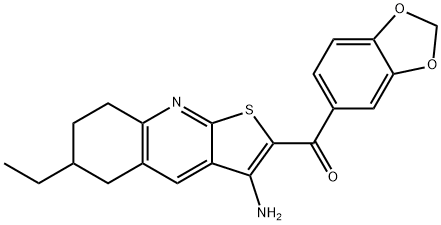 (3-amino-6-ethyl-5,6,7,8-tetrahydrothieno[2,3-b]quinolin-2-yl)(1,3-benzodioxol-5-yl)methanone Struktur