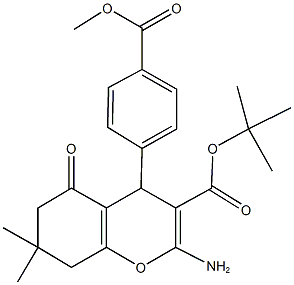 tert-butyl 2-amino-4-[4-(methoxycarbonyl)phenyl]-7,7-dimethyl-5-oxo-5,6,7,8-tetrahydro-4H-chromene-3-carboxylate Struktur