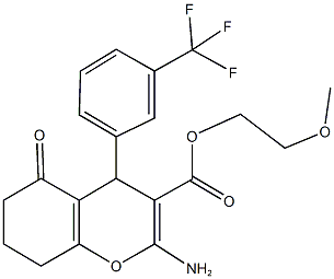 2-methoxyethyl 2-amino-5-oxo-4-[3-(trifluoromethyl)phenyl]-5,6,7,8-tetrahydro-4H-chromene-3-carboxylate Struktur