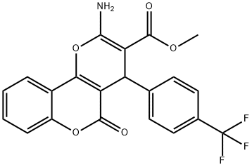 methyl 2-amino-5-oxo-4-[4-(trifluoromethyl)phenyl]-4H,5H-pyrano[3,2-c]chromene-3-carboxylate Struktur