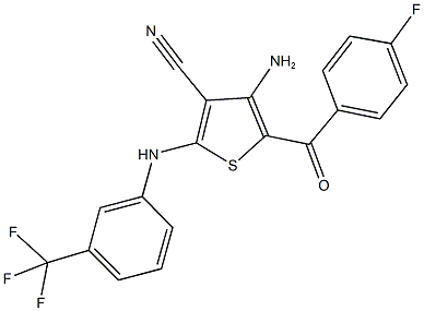 4-amino-5-(4-fluorobenzoyl)-2-[3-(trifluoromethyl)anilino]thiophene-3-carbonitrile Struktur