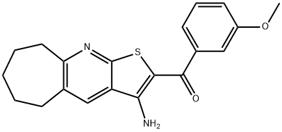 (3-amino-6,7,8,9-tetrahydro-5H-cyclohepta[b]thieno[3,2-e]pyridin-2-yl)(3-methoxyphenyl)methanone Struktur