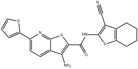 3-amino-N-(3-cyano-4,5,6,7-tetrahydro-1-benzothien-2-yl)-6-(2-thienyl)thieno[2,3-b]pyridine-2-carboxamide Struktur