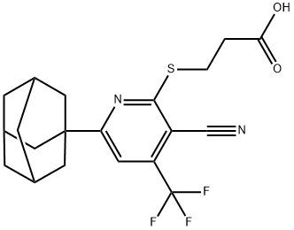 3-{[6-(1-adamantyl)-3-cyano-4-(trifluoromethyl)pyridin-2-yl]sulfanyl}propanoic acid Struktur