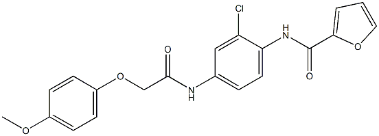 N-(2-chloro-4-{[(4-methoxyphenoxy)acetyl]amino}phenyl)-2-furamide Struktur