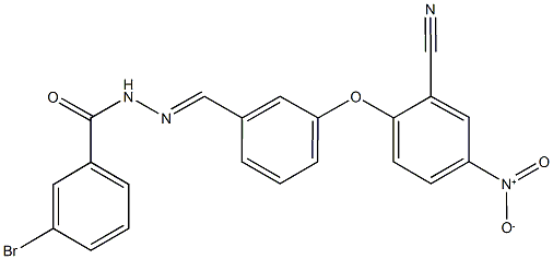 3-bromo-N'-(3-{2-cyano-4-nitrophenoxy}benzylidene)benzohydrazide Struktur