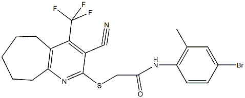 N-(4-bromo-2-methylphenyl)-2-{[3-cyano-4-(trifluoromethyl)-6,7,8,9-tetrahydro-5H-cyclohepta[b]pyridin-2-yl]sulfanyl}acetamide Struktur