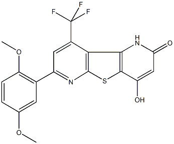 7-(2,5-dimethoxyphenyl)-4-hydroxy-9-(trifluoromethyl)pyrido[2',3':4,5]thieno[2,3-b]pyridin-2(1H)-one Struktur