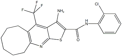 3-amino-N-(2-chlorophenyl)-4-(trifluoromethyl)-5,6,7,8,9,10-hexahydrocycloocta[b]thieno[3,2-e]pyridine-2-carboxamide Struktur