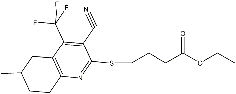 ethyl 4-{[3-cyano-6-methyl-4-(trifluoromethyl)-5,6,7,8-tetrahydroquinolin-2-yl]sulfanyl}butanoate Struktur