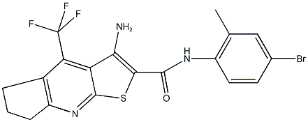 3-amino-N-(4-bromo-2-methylphenyl)-4-(trifluoromethyl)-6,7-dihydro-5H-cyclopenta[b]thieno[3,2-e]pyridine-2-carboxamide Struktur