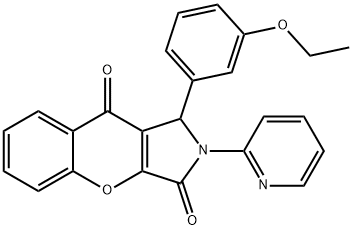 1-(3-ethoxyphenyl)-2-(2-pyridinyl)-1,2-dihydrochromeno[2,3-c]pyrrole-3,9-dione Struktur