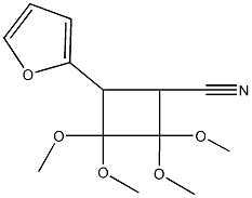 4-(2-furyl)-2,2,3,3-tetramethoxycyclobutanecarbonitrile Struktur