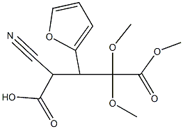 2-cyano-3-(2-furyl)-4,4,5-trimethoxy-5-oxopentanoic acid Struktur