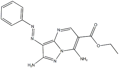 ethyl 2,7-diamino-3-(phenyldiazenyl)pyrazolo[1,5-a]pyrimidine-6-carboxylate Struktur