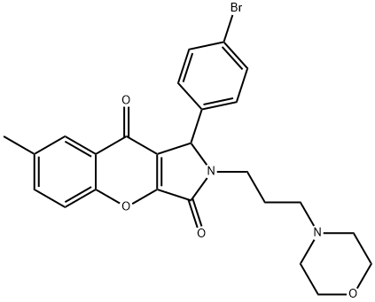 1-(4-bromophenyl)-7-methyl-2-[3-(4-morpholinyl)propyl]-1,2-dihydrochromeno[2,3-c]pyrrole-3,9-dione Struktur