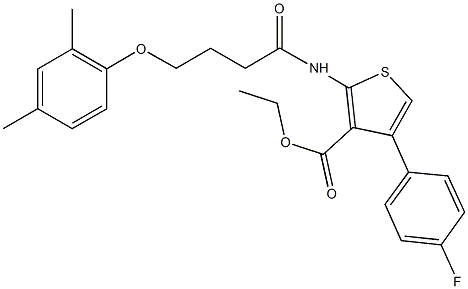 ethyl 2-{[4-(2,4-dimethylphenoxy)butanoyl]amino}-4-(4-fluorophenyl)-3-thiophenecarboxylate Struktur