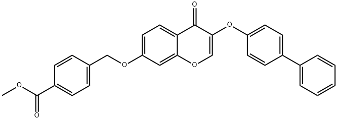 methyl 4-({[3-([1,1'-biphenyl]-4-yloxy)-4-oxo-4H-chromen-7-yl]oxy}methyl)benzoate Struktur