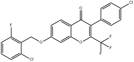 7-[(2-chloro-6-fluorobenzyl)oxy]-3-(4-chlorophenyl)-2-(trifluoromethyl)-4H-chromen-4-one Struktur