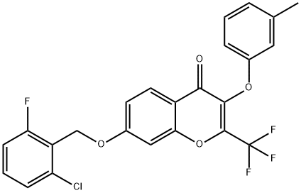 7-[(2-chloro-6-fluorobenzyl)oxy]-3-(3-methylphenoxy)-2-(trifluoromethyl)-4H-chromen-4-one Struktur