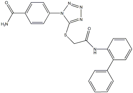 4-(5-{[2-([1,1'-biphenyl]-2-ylamino)-2-oxoethyl]sulfanyl}-1H-tetraazol-1-yl)benzamide Struktur