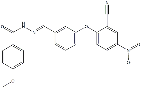 N'-(3-{2-cyano-4-nitrophenoxy}benzylidene)-4-methoxybenzohydrazide Struktur