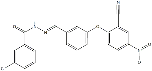 3-chloro-N'-(3-{2-cyano-4-nitrophenoxy}benzylidene)benzohydrazide Struktur