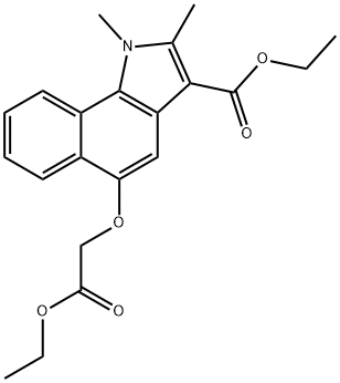 ethyl 5-(2-ethoxy-2-oxoethoxy)-1,2-dimethyl-1H-benzo[g]indole-3-carboxylate Struktur