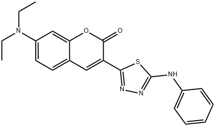 3-(5-anilino-1,3,4-thiadiazol-2-yl)-7-(diethylamino)-2H-chromen-2-one Struktur