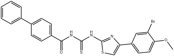 N-([1,1'-biphenyl]-4-ylcarbonyl)-N'-[4-(3-bromo-4-methoxyphenyl)-1,3-thiazol-2-yl]thiourea Struktur