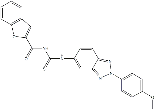 N-(1-benzofuran-2-ylcarbonyl)-N'-[2-(4-methoxyphenyl)-2H-1,2,3-benzotriazol-5-yl]thiourea Struktur