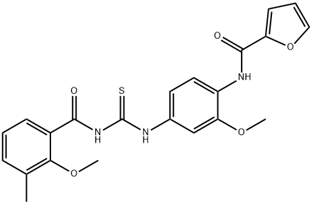 N-[2-methoxy-4-({[(2-methoxy-3-methylbenzoyl)amino]carbothioyl}amino)phenyl]-2-furamide Struktur