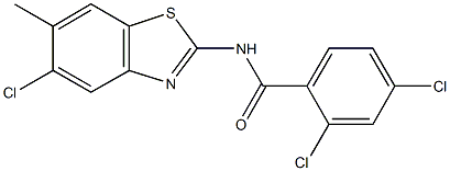 2,4-dichloro-N-(5-chloro-6-methyl-1,3-benzothiazol-2-yl)benzamide Struktur