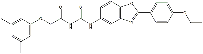 N-[(3,5-dimethylphenoxy)acetyl]-N'-[2-(4-ethoxyphenyl)-1,3-benzoxazol-5-yl]thiourea Struktur