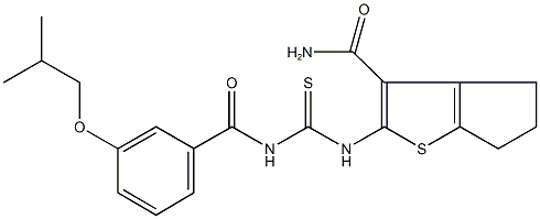 2-({[(3-isobutoxybenzoyl)amino]carbothioyl}amino)-5,6-dihydro-4H-cyclopenta[b]thiophene-3-carboxamide Struktur