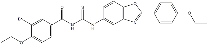 N-(3-bromo-4-ethoxybenzoyl)-N'-[2-(4-ethoxyphenyl)-1,3-benzoxazol-5-yl]thiourea Struktur