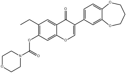 3-(3,4-dihydro-2H-1,5-benzodioxepin-7-yl)-6-ethyl-4-oxo-4H-chromen-7-yl4-morpholinecarboxylate Struktur