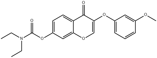 3-(3-methoxyphenoxy)-4-oxo-4H-chromen-7-yldiethylcarbamate Struktur