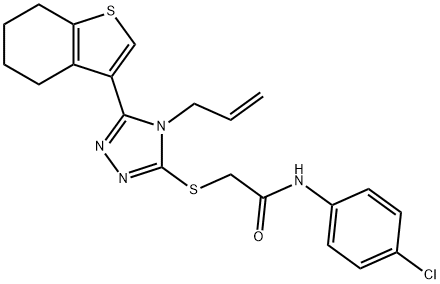 2-{[4-allyl-5-(4,5,6,7-tetrahydro-1-benzothien-3-yl)-4H-1,2,4-triazol-3-yl]sulfanyl}-N-(4-chlorophenyl)acetamide Struktur