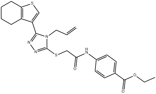 ethyl 4-[({[4-allyl-5-(4,5,6,7-tetrahydro-1-benzothien-3-yl)-4H-1,2,4-triazol-3-yl]sulfanyl}acetyl)amino]benzoate Struktur