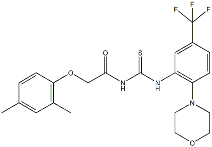 N-[(2,4-dimethylphenoxy)acetyl]-N'-[2-(4-morpholinyl)-5-(trifluoromethyl)phenyl]thiourea Struktur