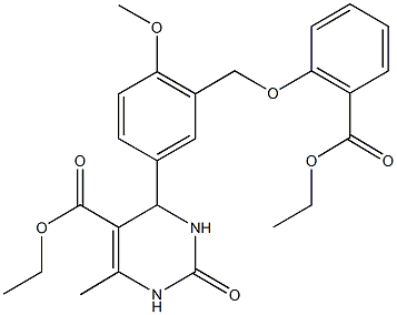 ethyl 4-(3-{[2-(ethoxycarbonyl)phenoxy]methyl}-4-methoxyphenyl)-6-methyl-2-oxo-1,2,3,4-tetrahydro-5-pyrimidinecarboxylate Struktur