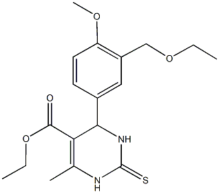 ethyl 4-[3-(ethoxymethyl)-4-methoxyphenyl]-6-methyl-2-thioxo-1,2,3,4-tetrahydro-5-pyrimidinecarboxylate Struktur