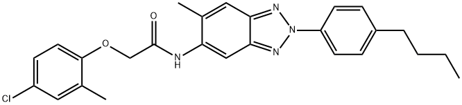 N-[2-(4-butylphenyl)-6-methyl-2H-1,2,3-benzotriazol-5-yl]-2-(4-chloro-2-methylphenoxy)acetamide Struktur