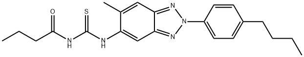 N-[2-(4-butylphenyl)-6-methyl-2H-1,2,3-benzotriazol-5-yl]-N'-butyrylthiourea Struktur